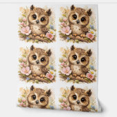 Cute Owl Flower Pattern Wallpaper Nursery 壁紙 (ほどく)