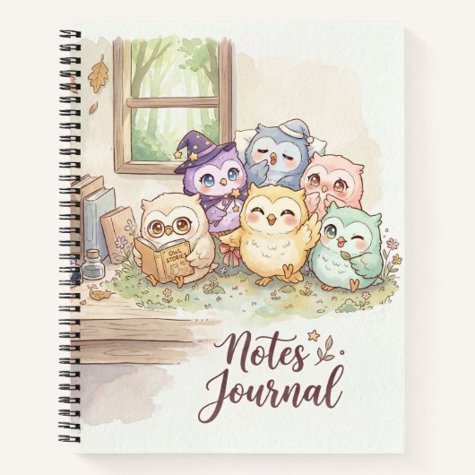 Cute Owl Friends Notes Journal ノートブック (正面)