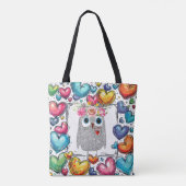 Cute Owl Heart Tote Bag トートバッグ (裏面)