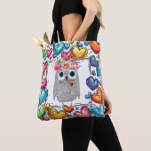 Cute Owl Heart Tote Bag トートバッグ (クローズアップ)