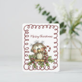 Cute Owl Holding Candy Cane シーズンカード (スタンド正面)