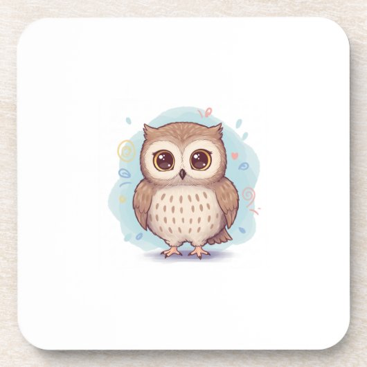 Cute owl illustration コースター (正面)