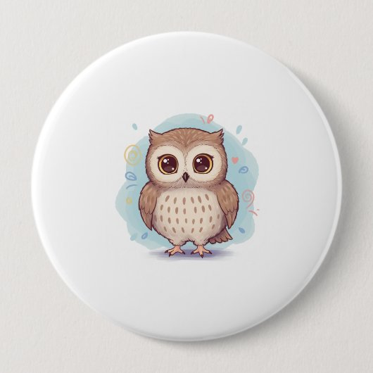 Cute owl illustration 缶バッジ (正面)