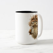 Cute Owl Illustration Mug | Adorable Woodland Bird ツートーンマグカップ (正面右)
