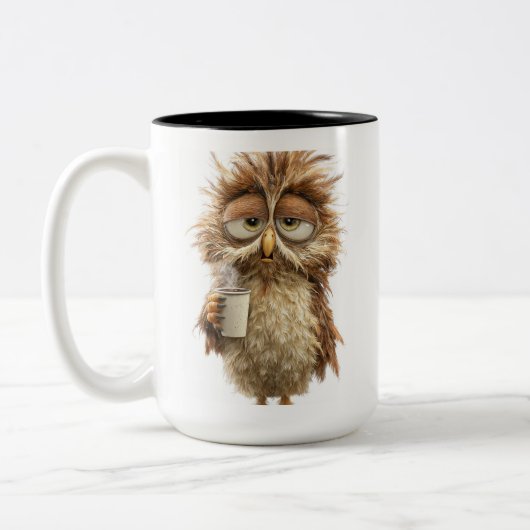 Cute Owl Illustration Mug | Adorable Woodland Bird ツートーンマグカップ (左)