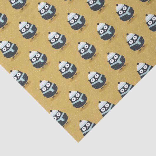 Cute Owl in Hat and Scarf Winter Pattern 薄葉紙 (詳細)