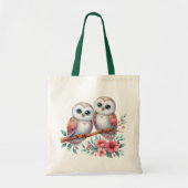 Cute Owl Love Woodland Nature Lover Wedding トートバッグ (正面)
