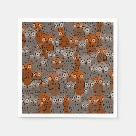 Cute Owl Paper Napkins スタンダードカクテルナプキン (正面)