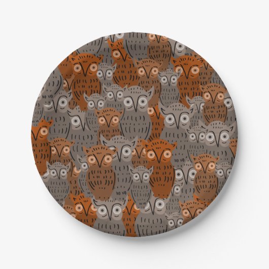 Cute Owl Paper Plates ペーパープレート (正面)