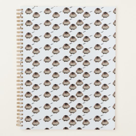 Cute Owl Pattern Pencil Sketch Planner プランナー手帳 (正面)