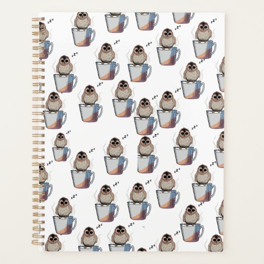 Cute Owl Pattern Pencil Sketch Planner プランナー手帳 (正面)