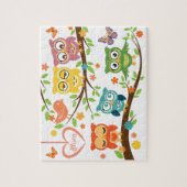 Cute owl theme, with heart shaped name sign ジグソーパズル (縦)