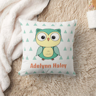 Cute Owl Triangle Pattern Custom Throw Pillow クッション
