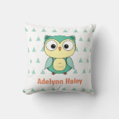 Cute Owl Triangle Pattern Custom Throw Pillow クッション (正面)