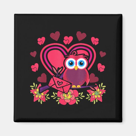 Cute Owl Valentines Day Gift Bird Owl  マグネット (正面)