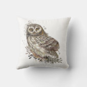 Cute Owl ,Watercolor Bird Nature  クッション (裏面)