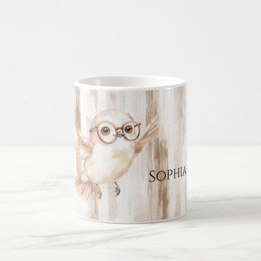 Cute Owl with Glasses コーヒーマグカップ (中央)