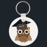Cute Owl with Glasses Custom Class of Graduation キーホルダー<br><div class="desc">An adorable illustration of a tawny owl with its graduation gear,  cap and diploma. This customizable keychian will be a great graduation gift or class remembrance.</div>
