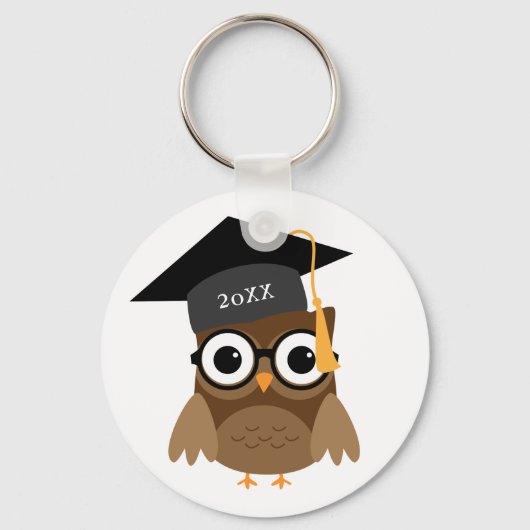 Cute Owl with Glasses Custom Class of Graduation キーホルダー (正面)