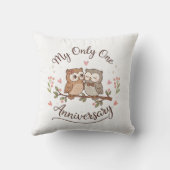 Cute Owls “My Only One” Anniversary Pink T-Shirt クッション (裏面)
