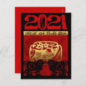 Cute Ox Year 2021〔占星術の〕十二宮図誕生日HPostc H シーズンポストカード (正面/裏面)