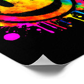 Cute Paint Splash Happy Smile Face 70s Tie Dye Smi ポスター (角)