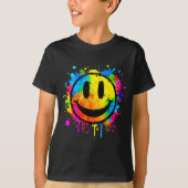 Cute Paint Splash Happy Smile Face 70s Tie Dye Smi Tシャツ (正面)