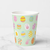 Cute Painted Egg Pattern Green Kids Birthday Party 紙コップ (裏面)