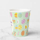 Cute Painted Egg Pattern Green Kids Birthday Party 紙コップ (左)