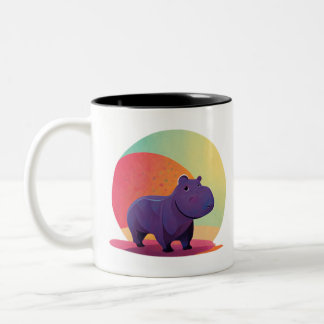 Cute painted hippo ツートーンマグカップ
