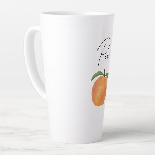 Cute Painted Peach Fruit Illustration カフェラテマグ (左アングル)