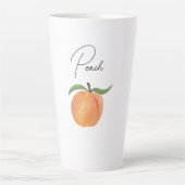 Cute Painted Peach Fruit Illustration カフェラテマグ (正面)