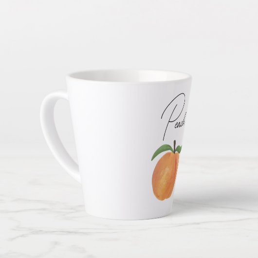 Cute Painted Peach Fruit Illustration  カフェラテマグ (左アングル)