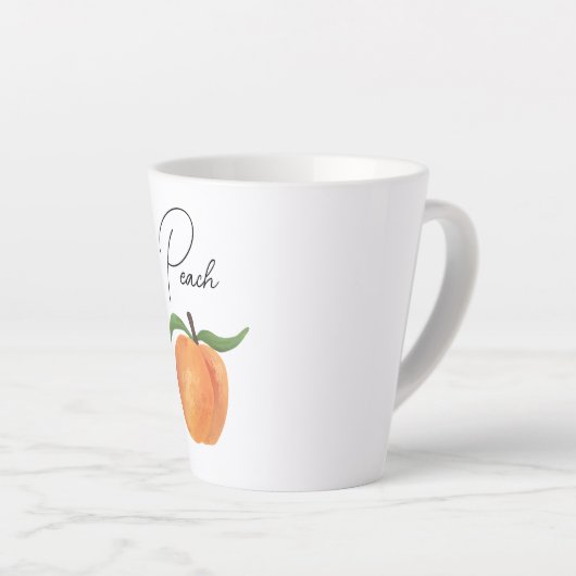 Cute Painted Peach Fruit Illustration  カフェラテマグ (右アングル)