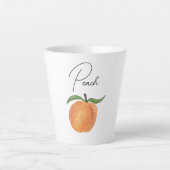 Cute Painted Peach Fruit Illustration  カフェラテマグ (正面)