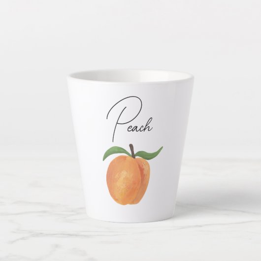 Cute Painted Peach Fruit Illustration カフェラテマグ (正面)