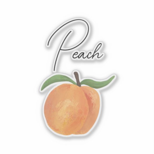 Cute Painted Peach Fruit Illustration  シール (正面)