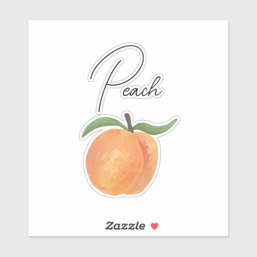 Cute Painted Peach Fruit Illustration  シール (シート)