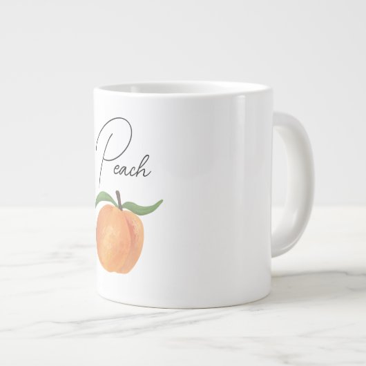 Cute Painted Peach Fruit Illustration  ジャンボコーヒーマグカップ (正面右)