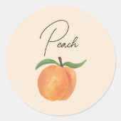 Cute Painted Peach Fruit Illustration  ラウンドシール (正面)