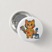 Cute Painter Cat Button 缶バッジ (正面&裏面)