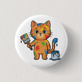 Cute Painter Cat Button 缶バッジ (正面)