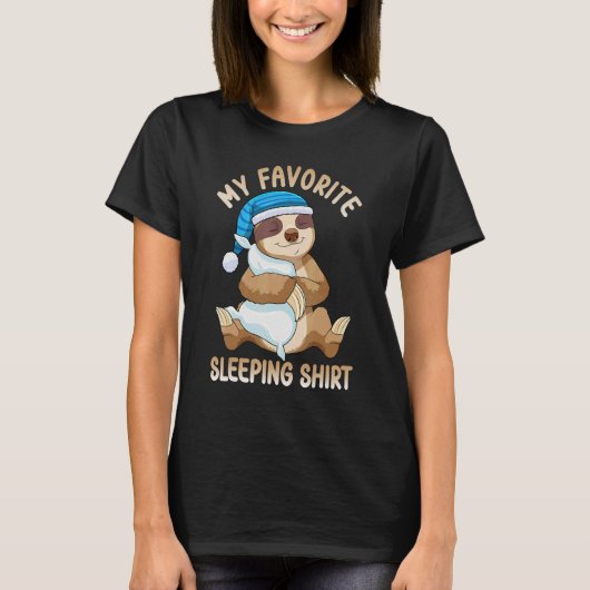 Cute Pajama for Women   Nigh  Sleeping Sloth Tシャツ (正面)