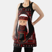 cute Palestinian girl Embroidery red tatreez   エプロン (インサイチュ)