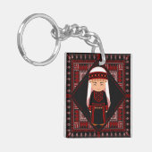 cute Palestinian girl Embroidery red tatreez   キーホルダー (正面左)