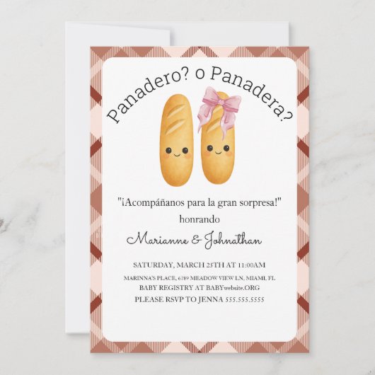 Cute Panadero o Panadera Baby Reveal  招待状 (正面)