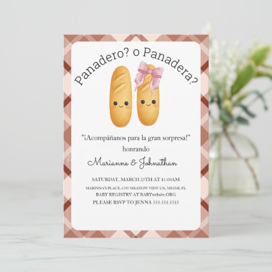 Cute Panadero o Panadera Baby Reveal 招待状 (スタンド正面)