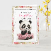Cute Panda A Note To Brighten Your Day カード (黄色い花)