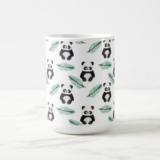 Cute panda and palm leaf pattern コーヒーマグカップ (中央)