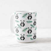 Cute panda and palm leaf pattern コーヒーマグカップ (正面左)